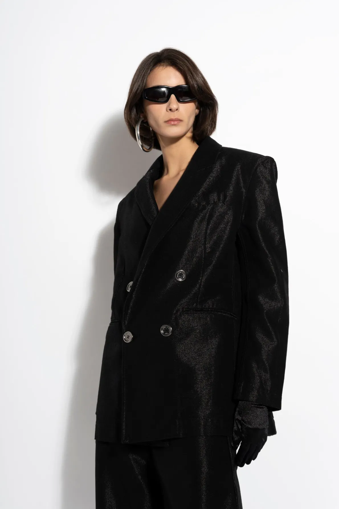 BLACK LUREX OVERSIZED BLAZER