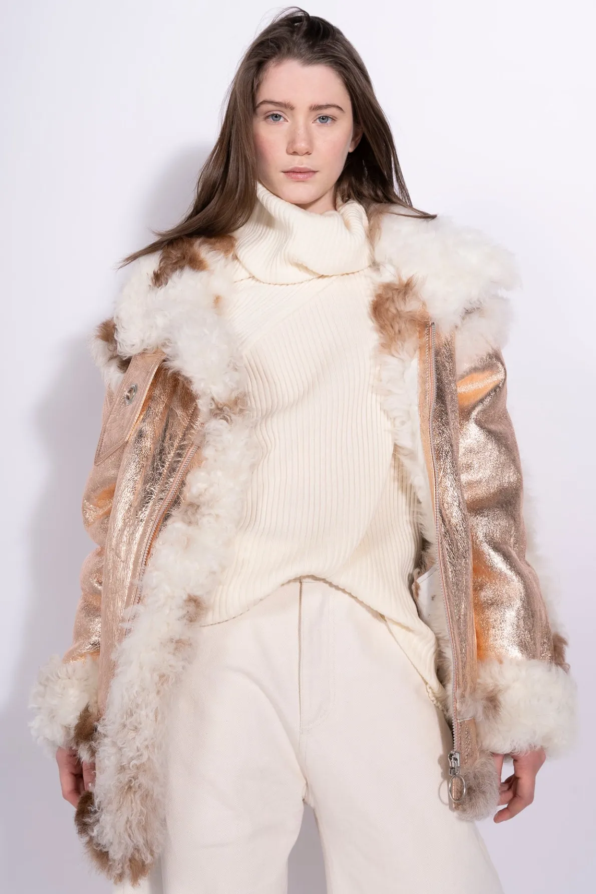 FOILED SHEARLING OVERSIZED JACKET