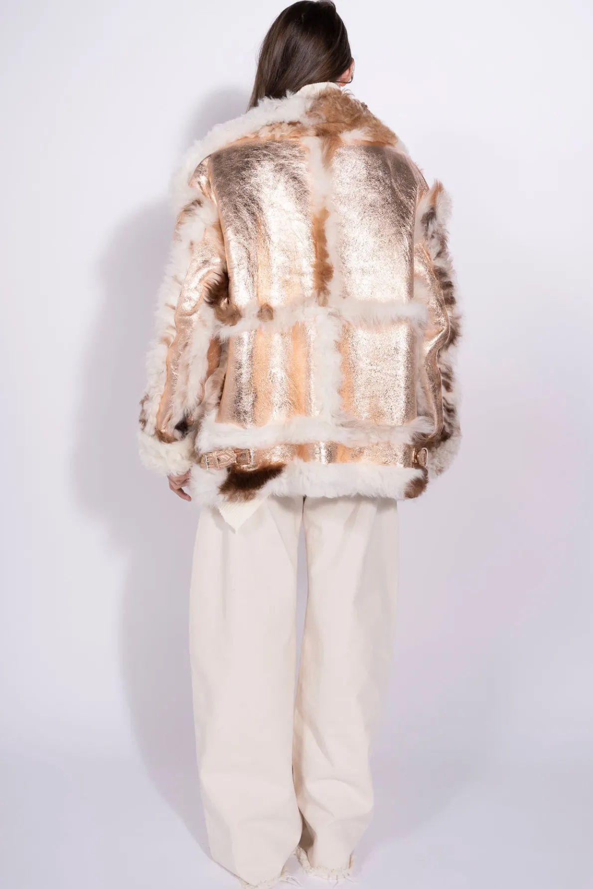 FOILED SHEARLING OVERSIZED JACKET