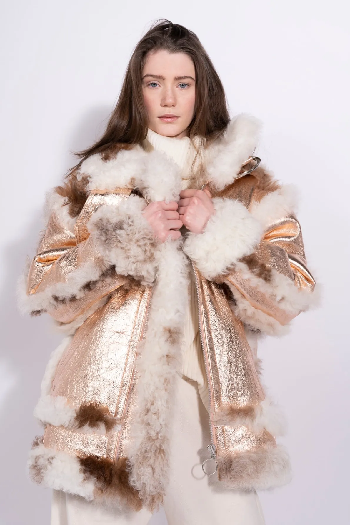 FOILED SHEARLING OVERSIZED JACKET