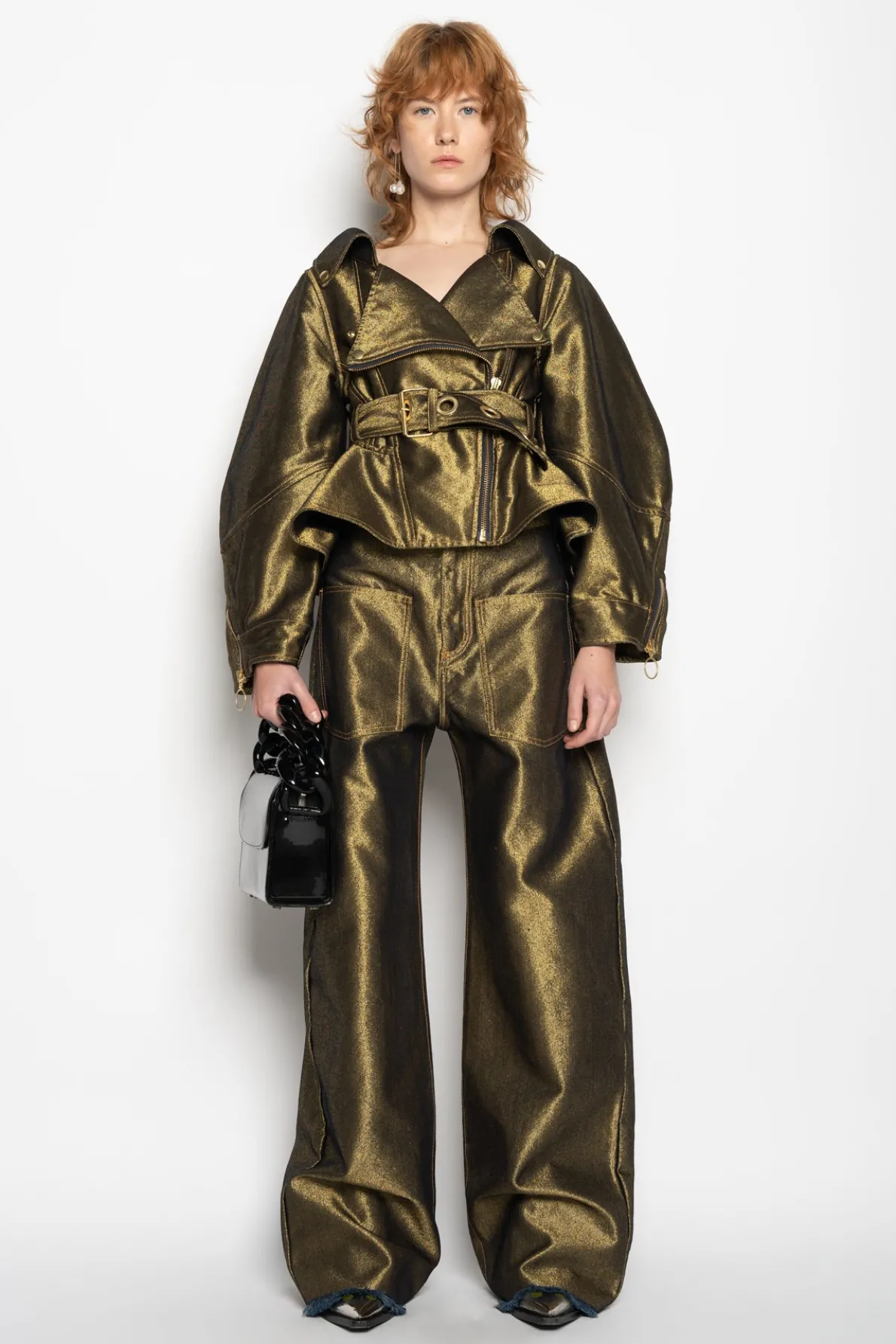 GOLD DENIM PATCH POCKET BOYFRIEND JEANS