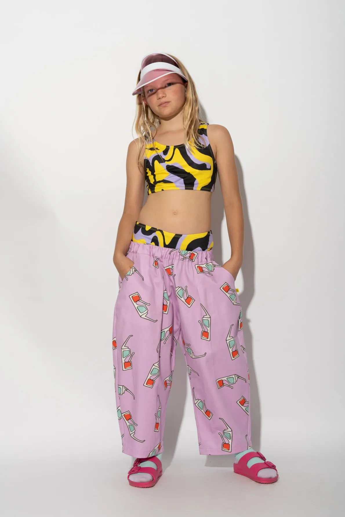 LILAC 3D GLASSES PRINT BALLOON TROUSERS