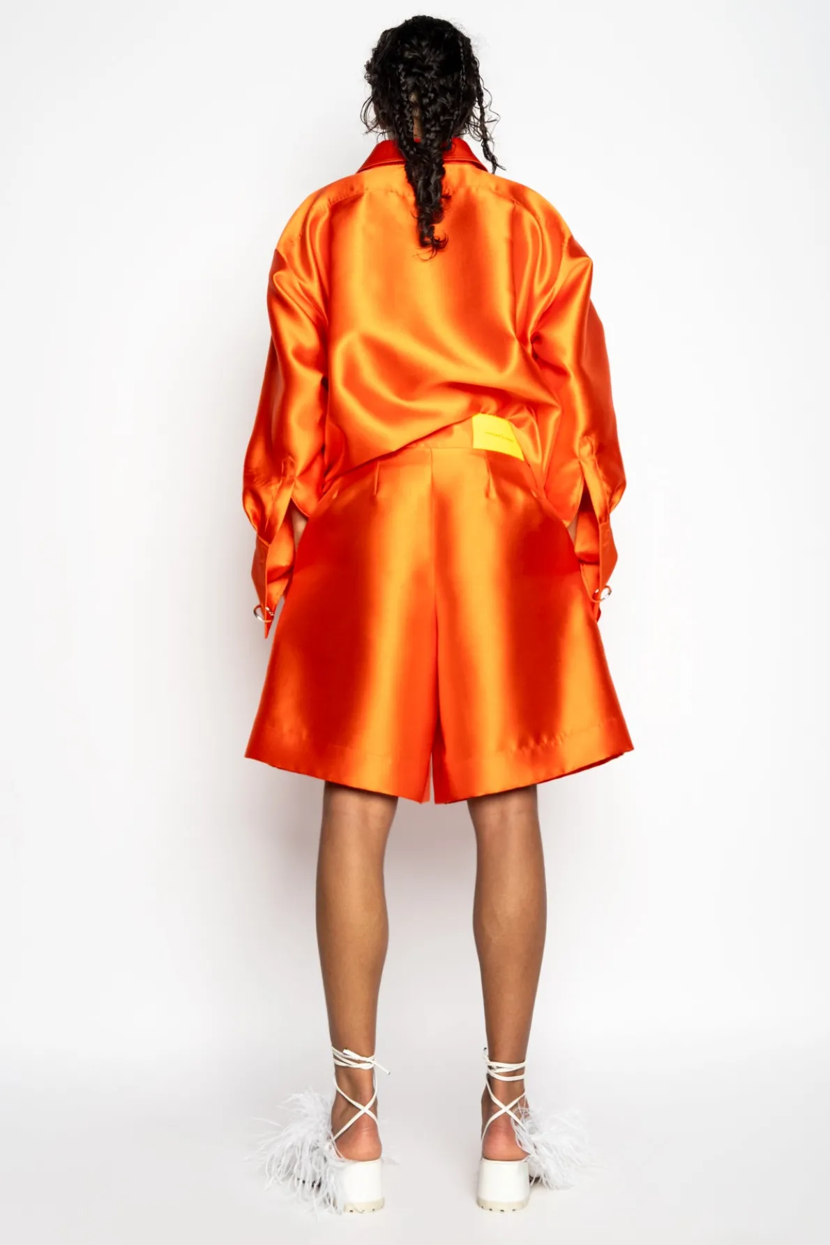 ORANGE SATIN OVERSIZED SHIRT