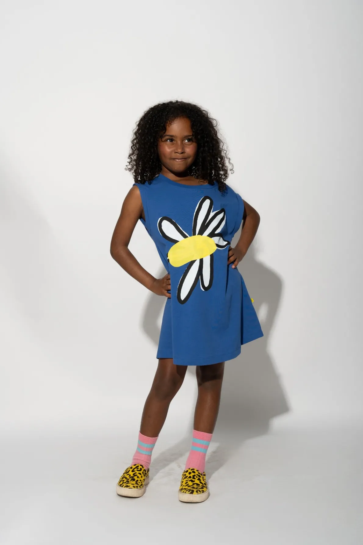 FLOWER PRINT NAVY T-SHIRT DRESS