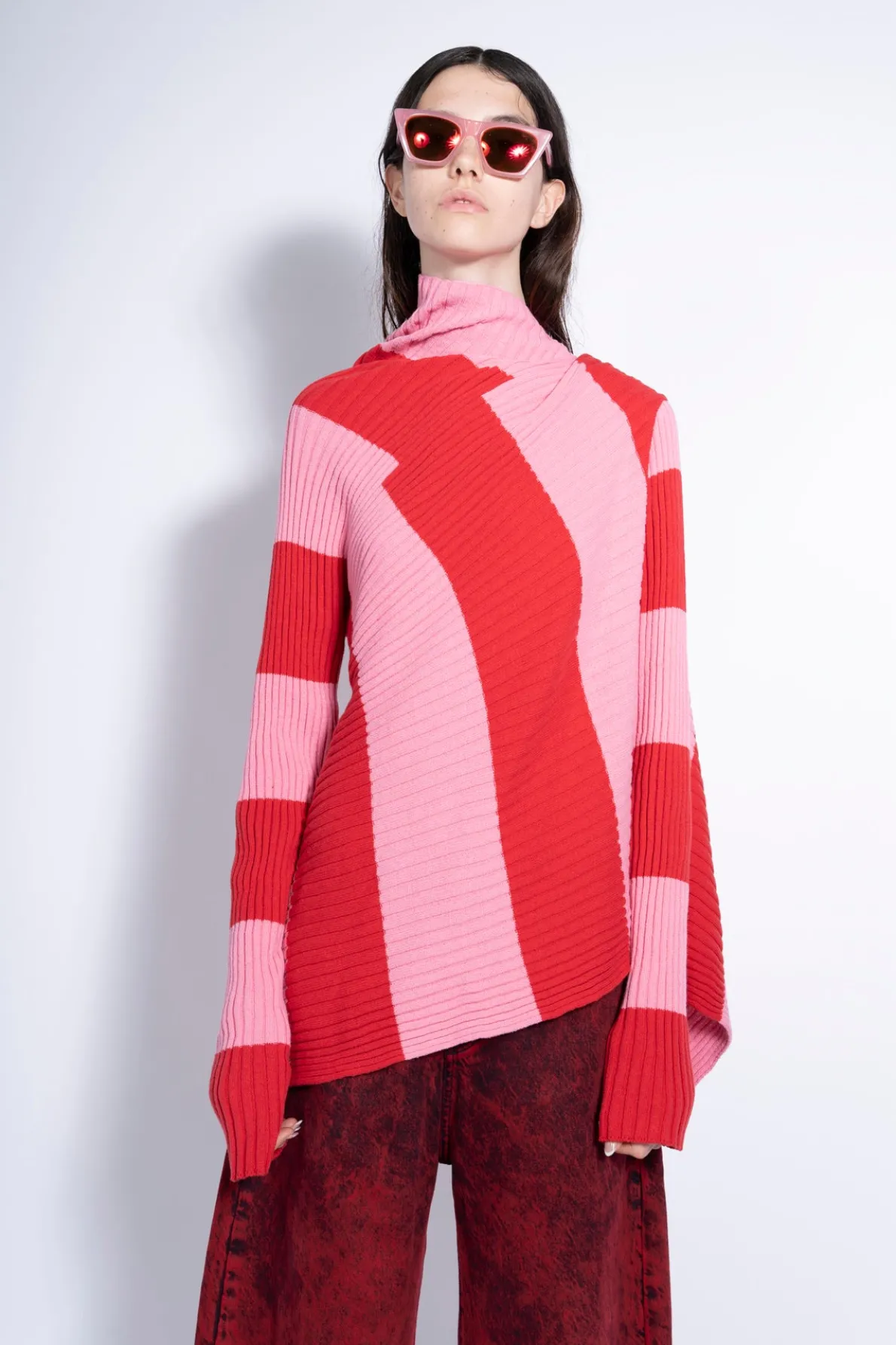 PINK AND RED DRAPED JUMPER