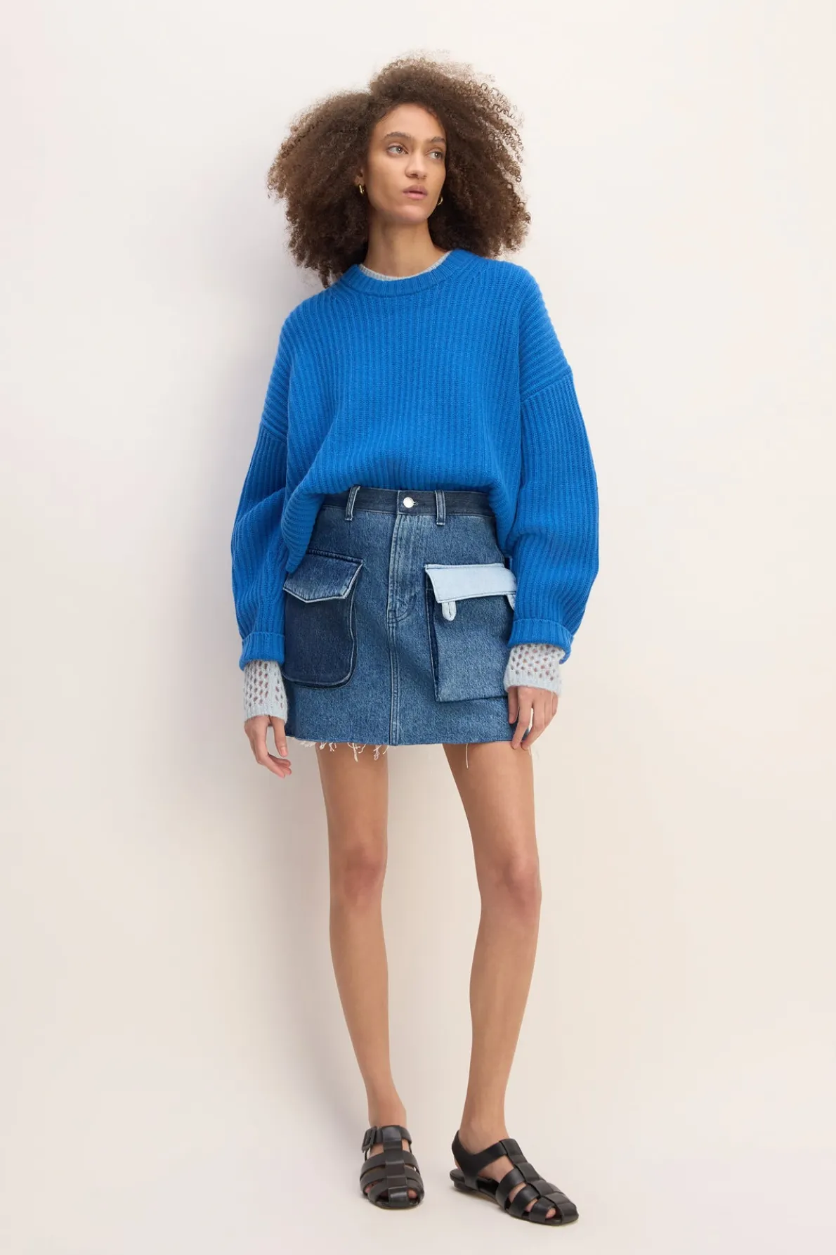 DENIM PATCHWORK MINI SKIRT