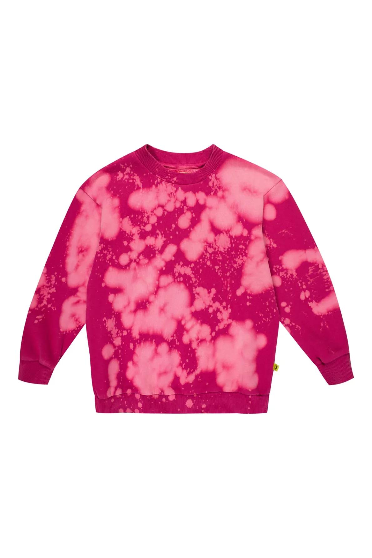 FUSCHIA AND LIGHT PINK SPLATTERED FLEECE CREW NECK