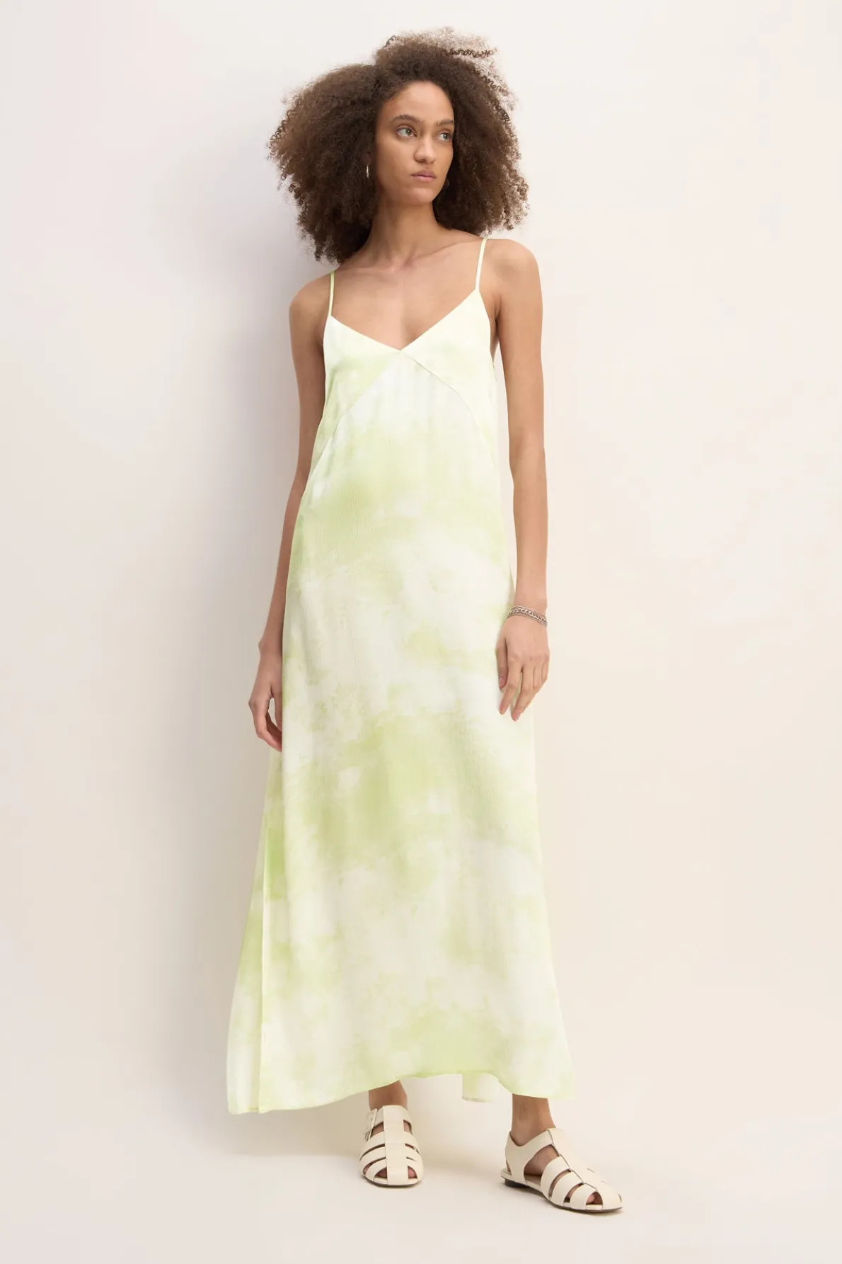 GREEN TIE DYE SLIP DRESS