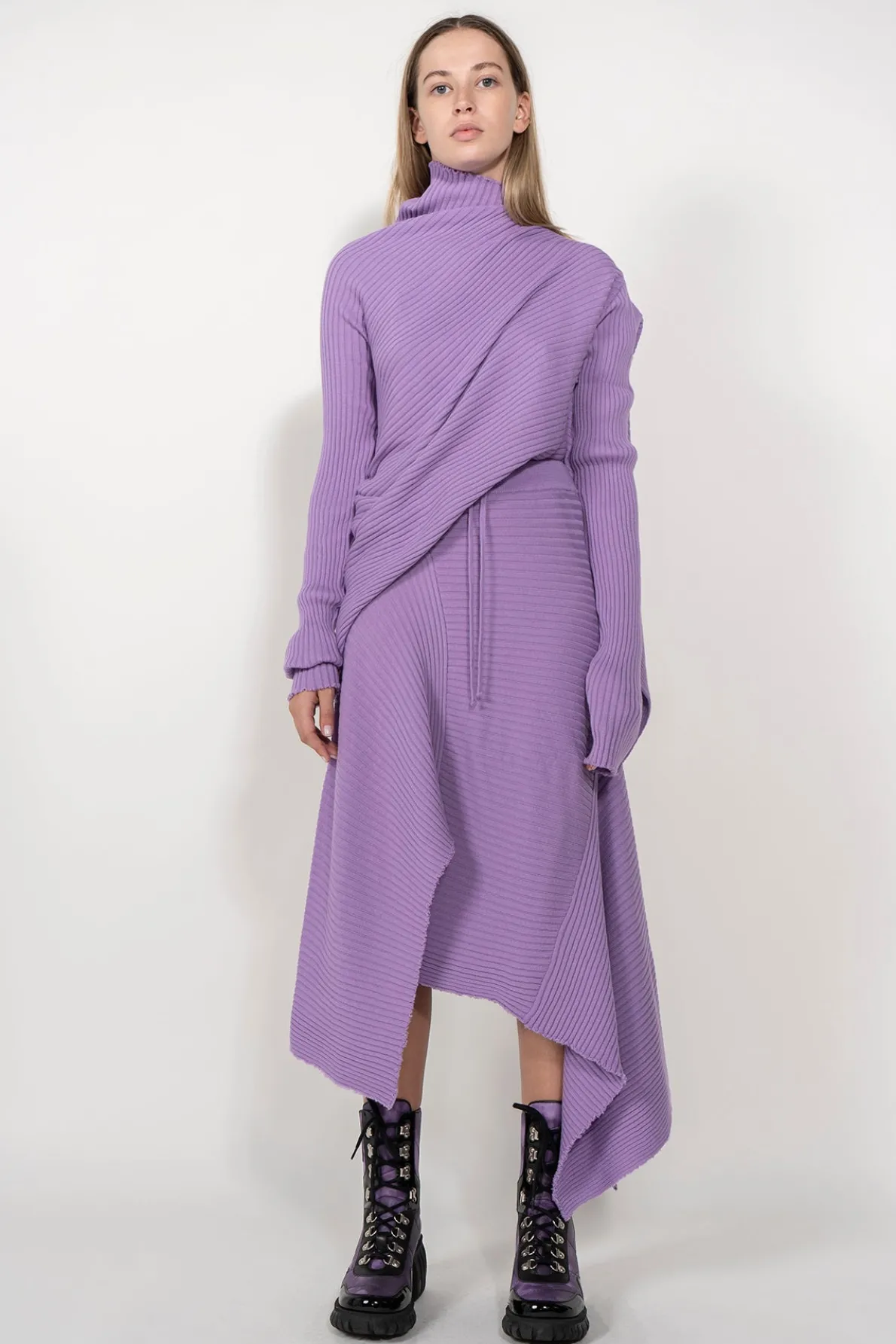 CLASSIC M'A MERINO SKIRT IN LILAC