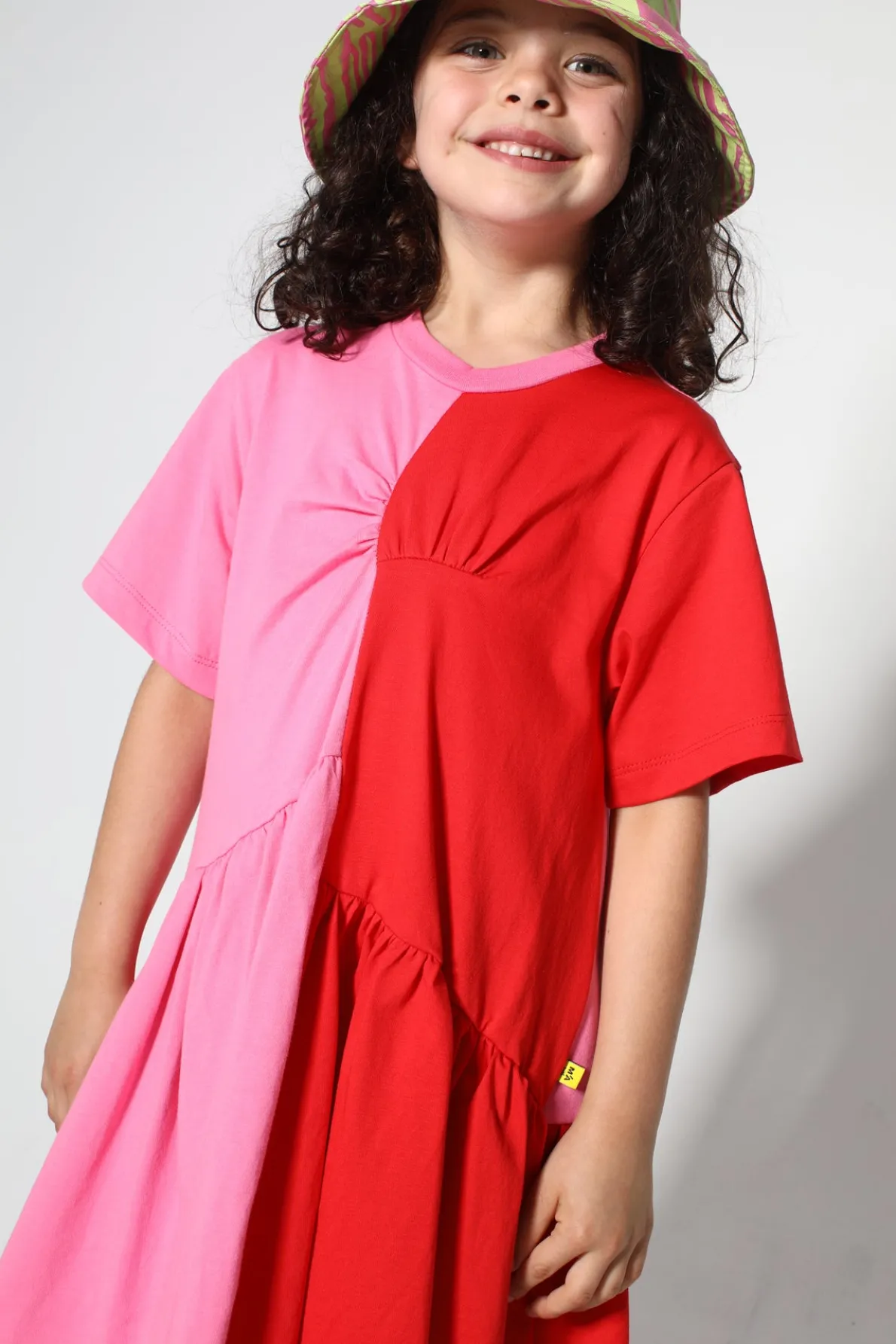 DUO COLOUR GATHERED JERSEY T-SHIRT DRESS