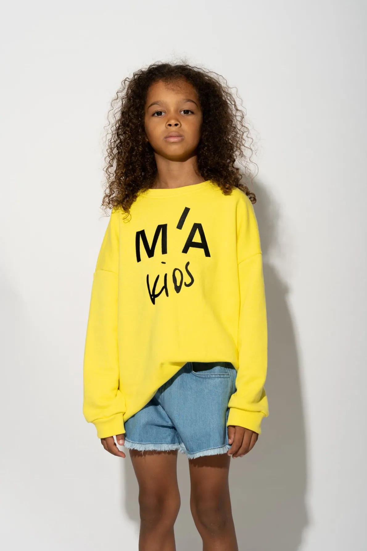 YELLOW SWEATSHIRT WITH EMBROIDERED LOGO