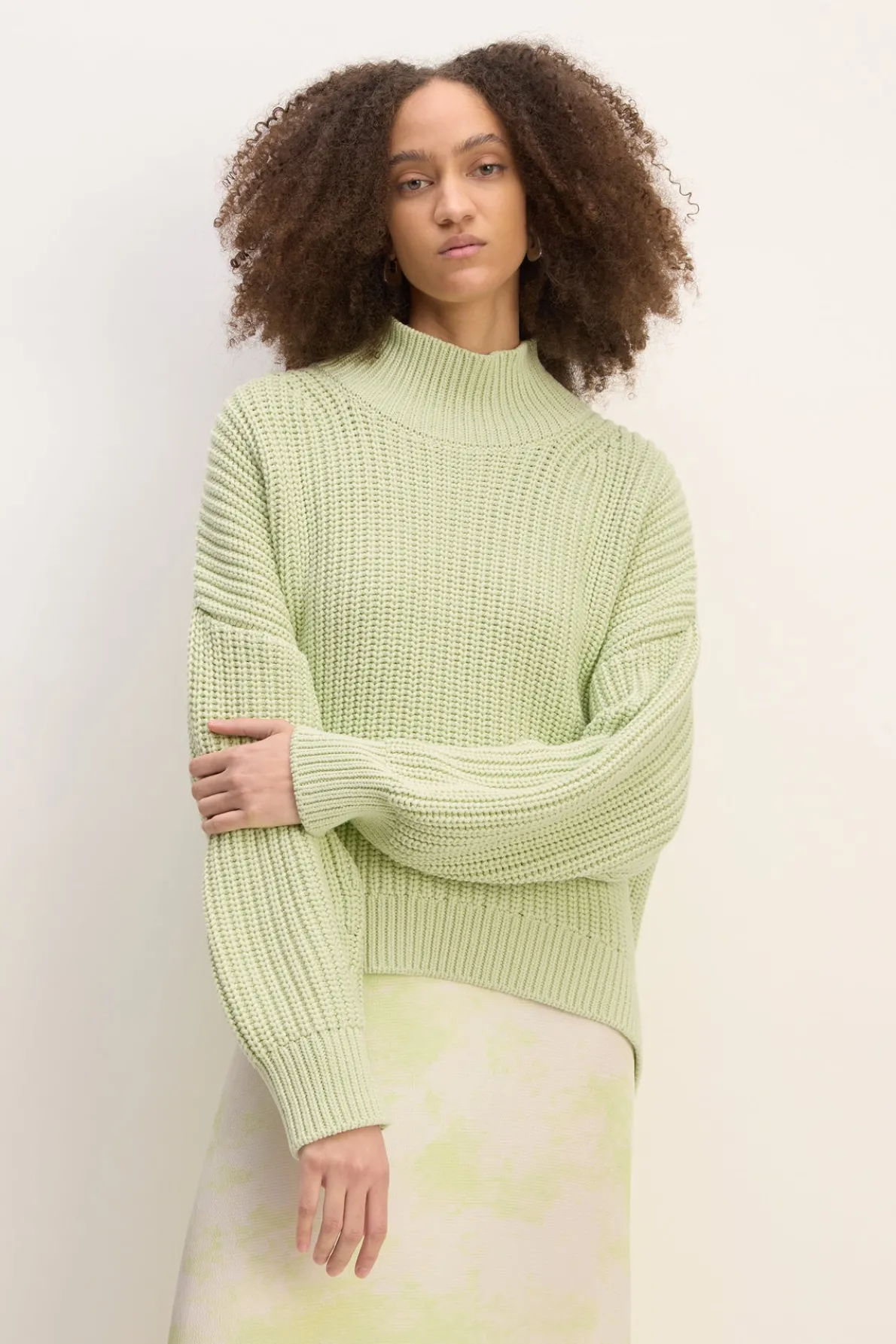 LIGHT GREEN TURTLENECK KNIT JUMPER