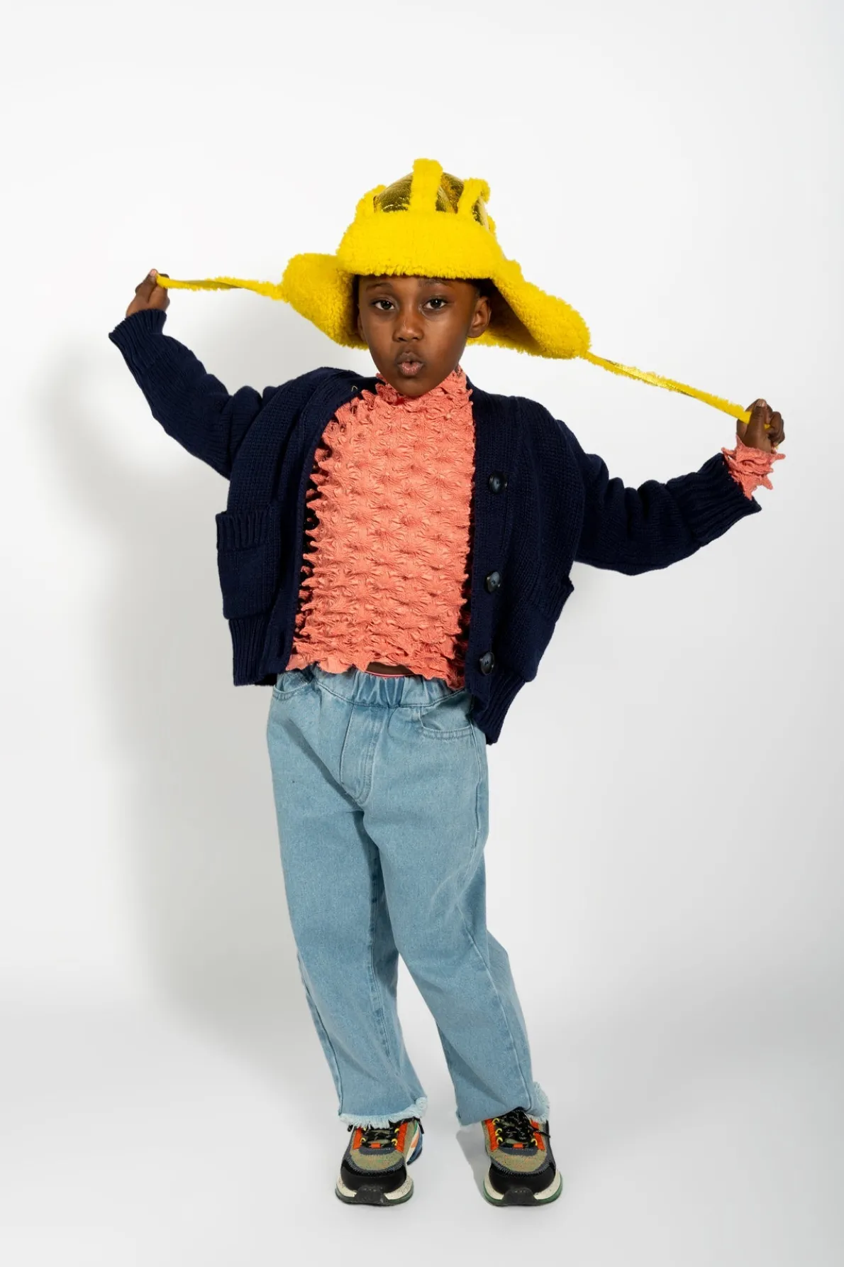 YELLOW SHINY LEATHER EAR COVER HAT