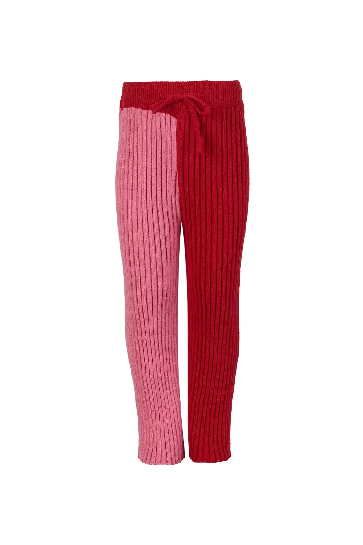 RED AND PINK COTTON KNIT TROUSERS