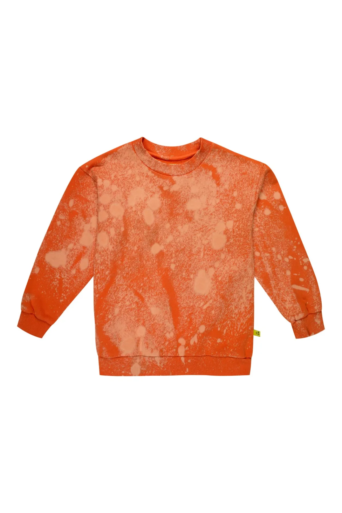 ORANGE AND YELLOW SPLATTERED FLEECE CREW NECK
