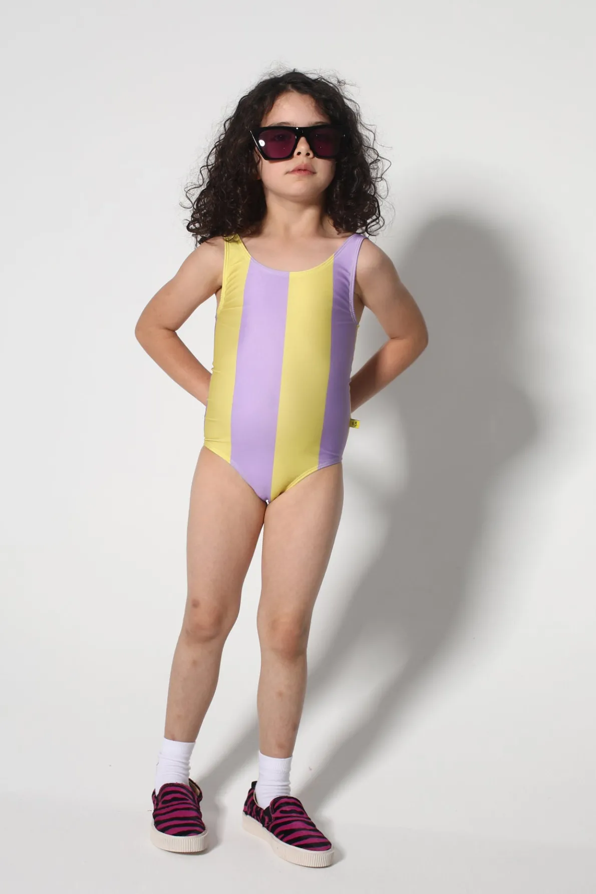 YELLOW AND LILAC SWIMSUIT