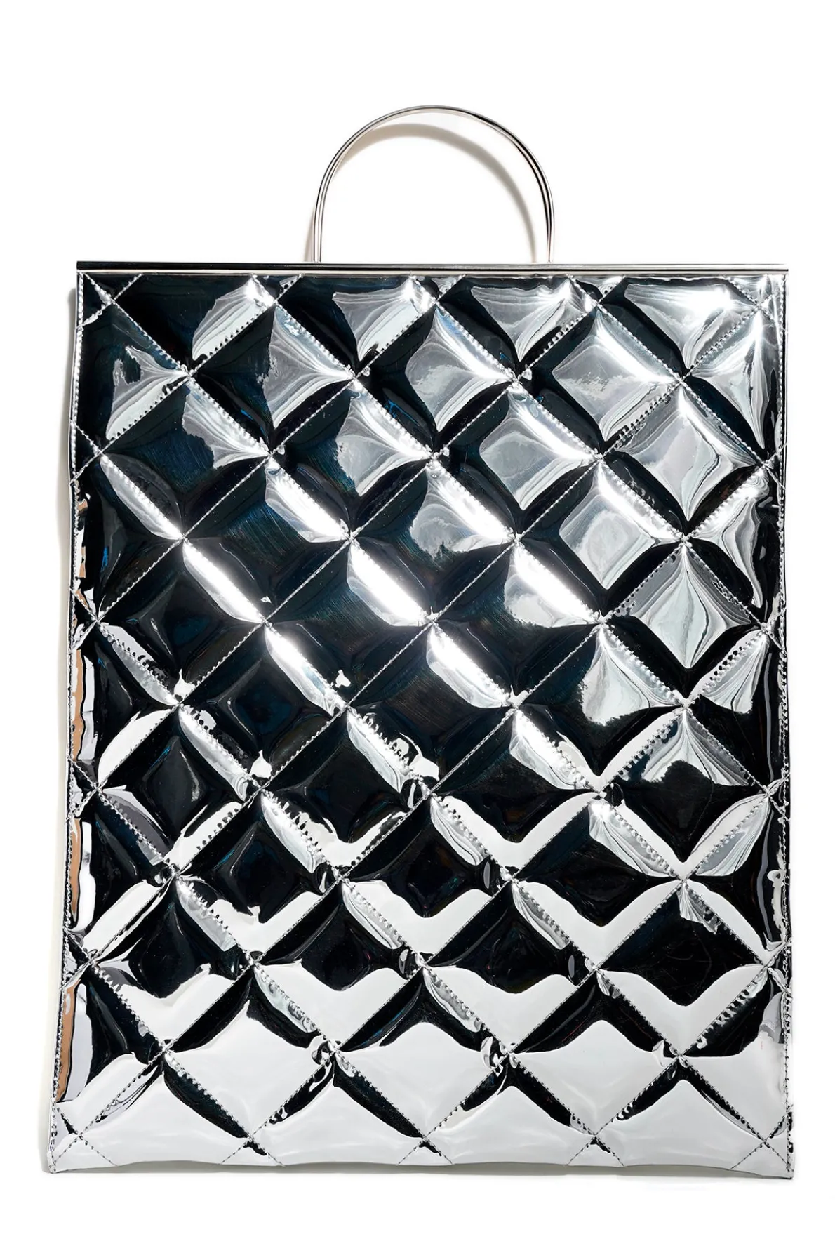 SILVER QUILTED SHOPPER