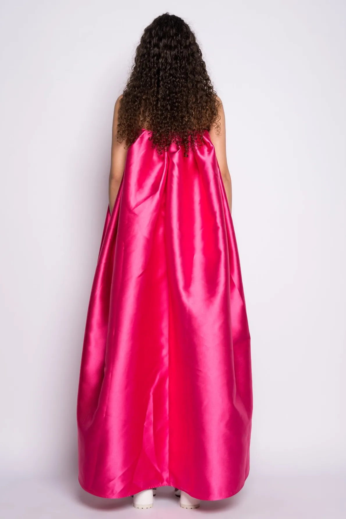 PINK PLEATED STRAPLESS TOP WITH LONG BACK