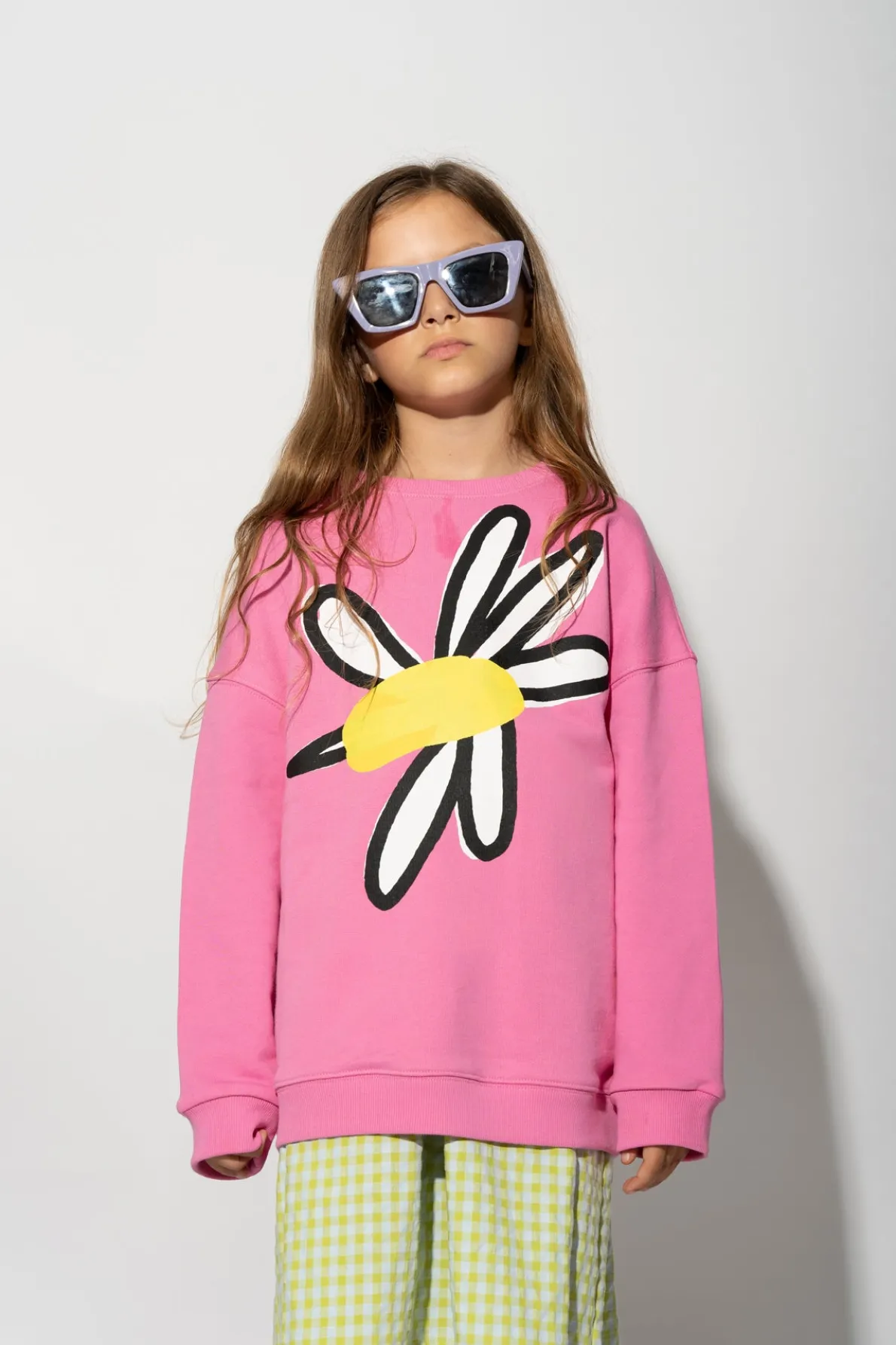 PINK DAISY PRINT SWEATSHIRT
