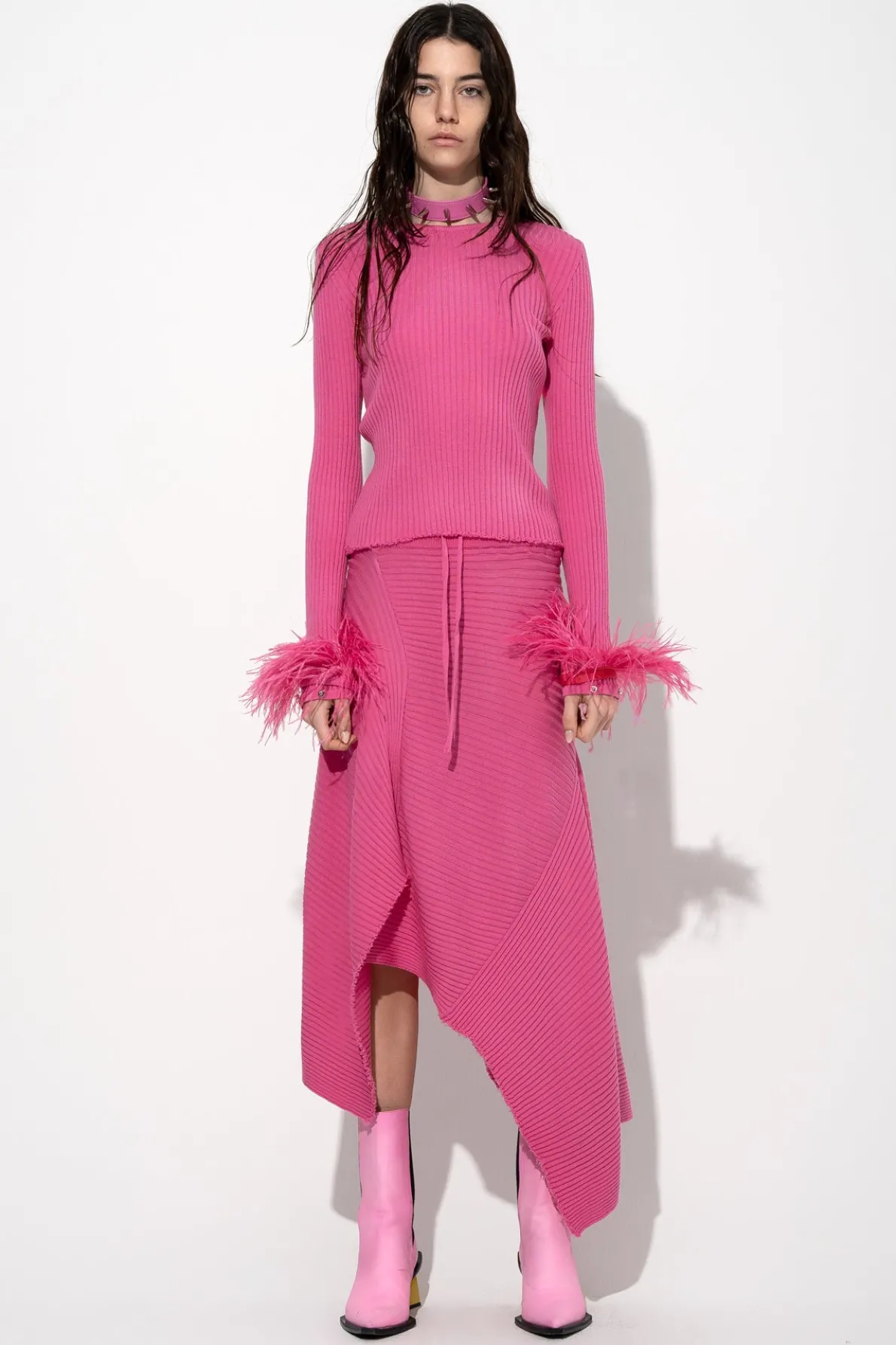 PINK MERINO KNITTED SKIRT