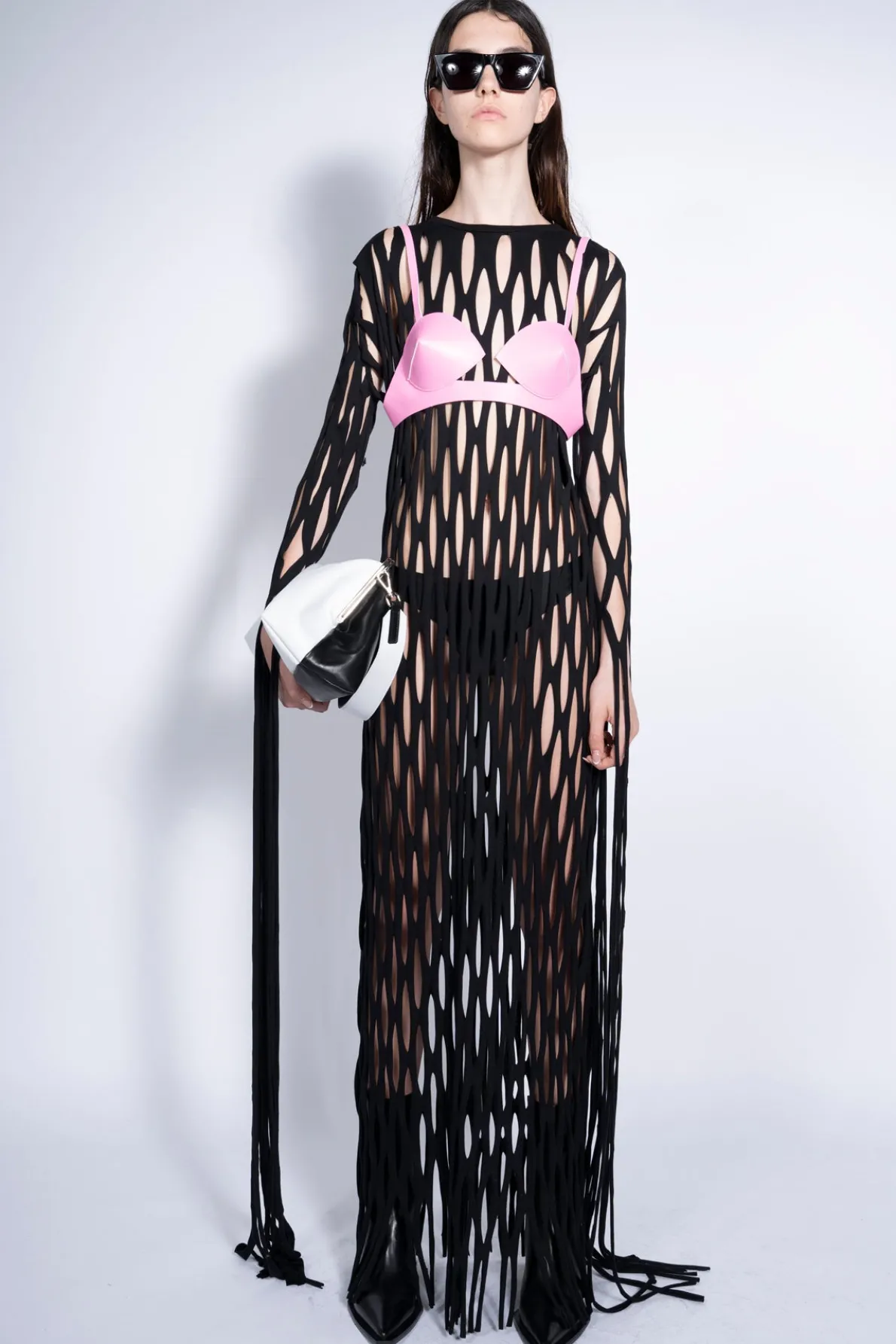 BLACK NET LONG DRESS