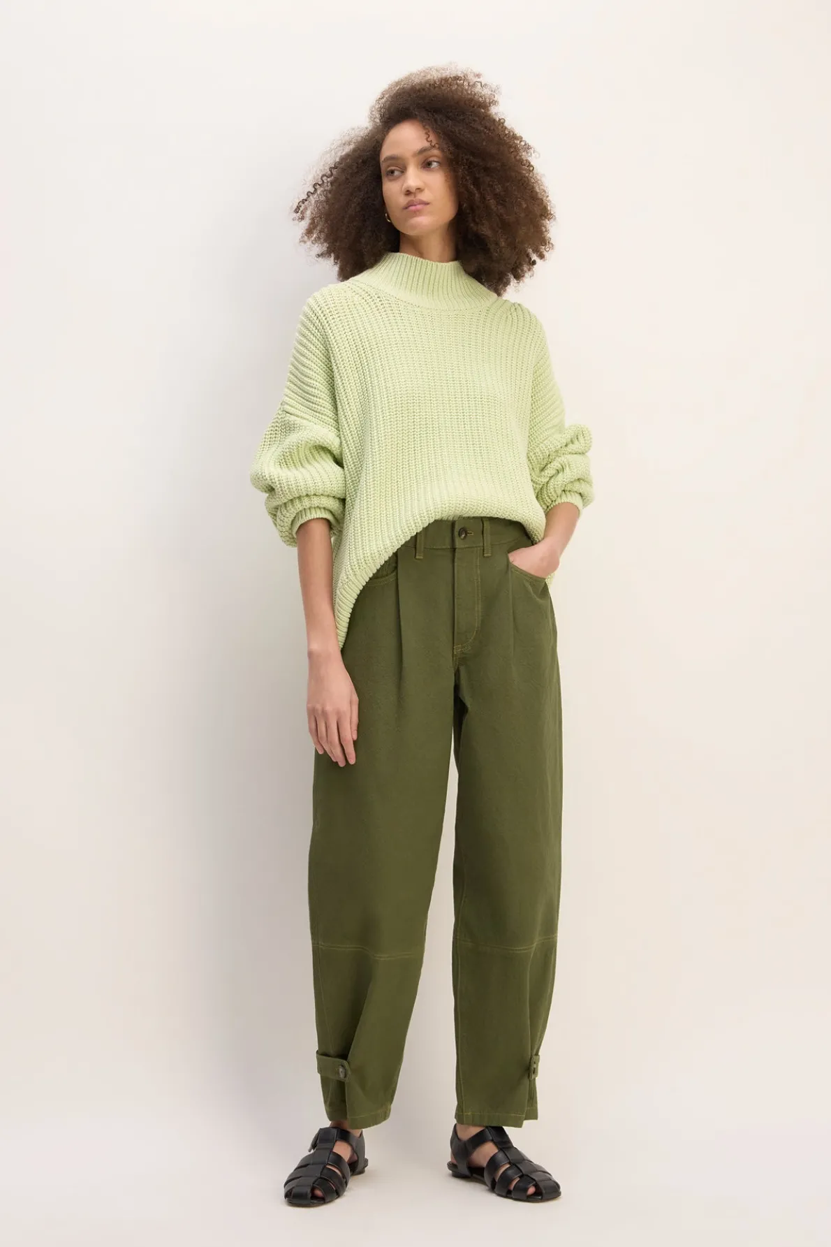 KHAKI CUFFED TROUSERS