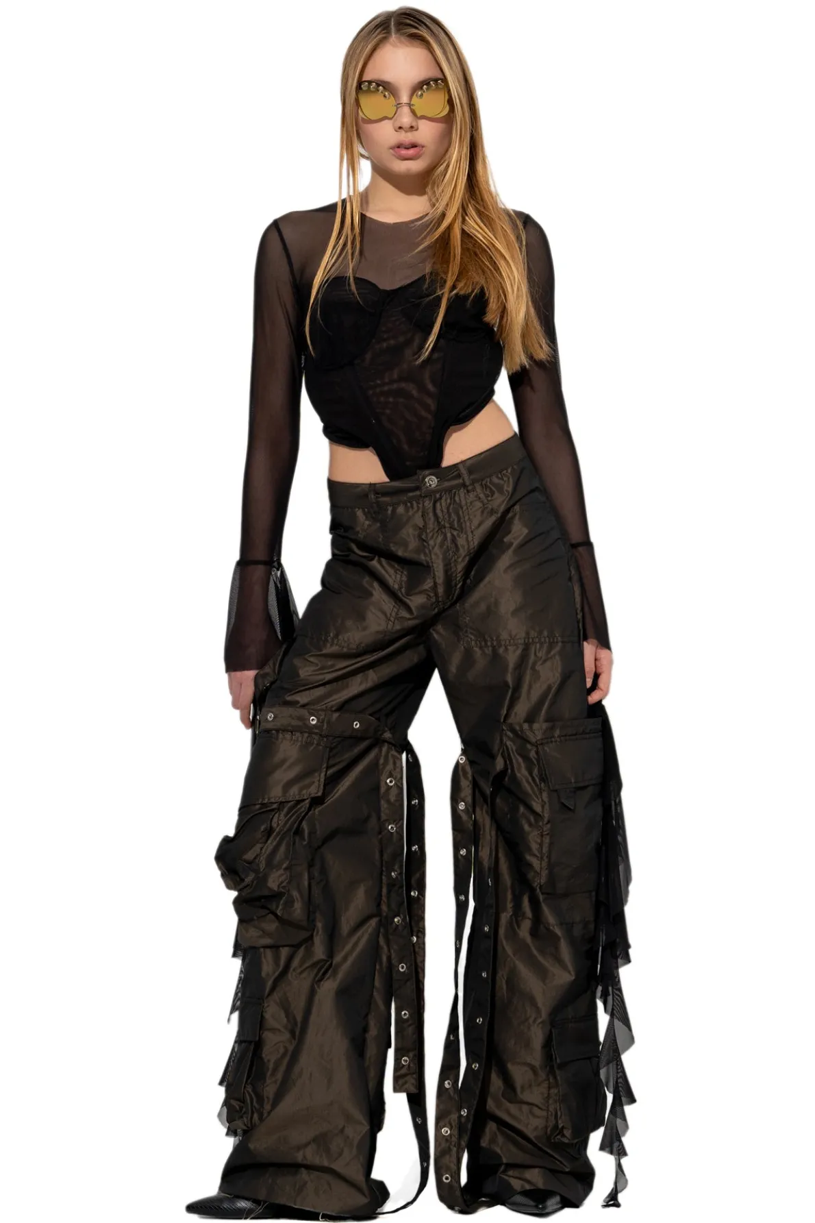 BLACK MESH CORSET TOP