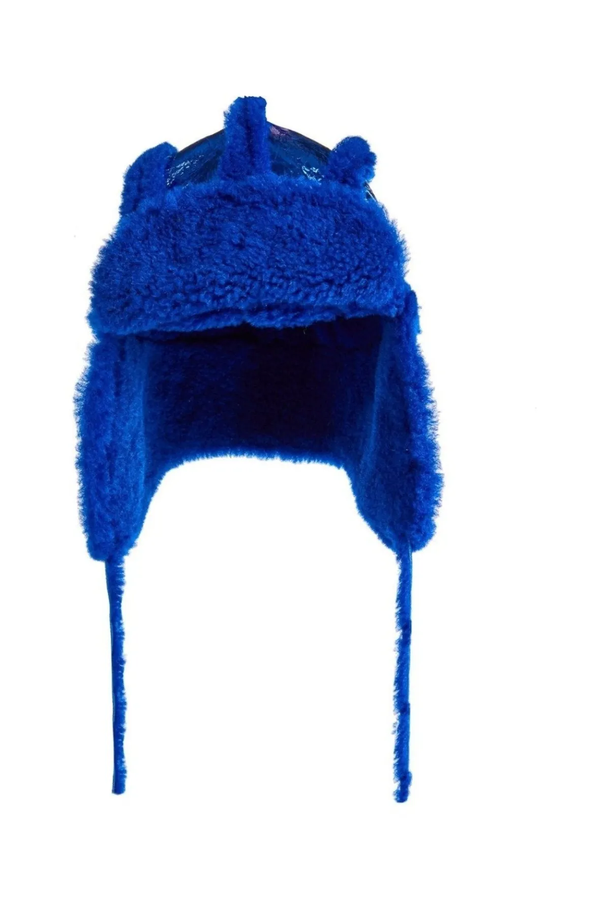 BLUE SHINY LEATHER EAR COVER HAT