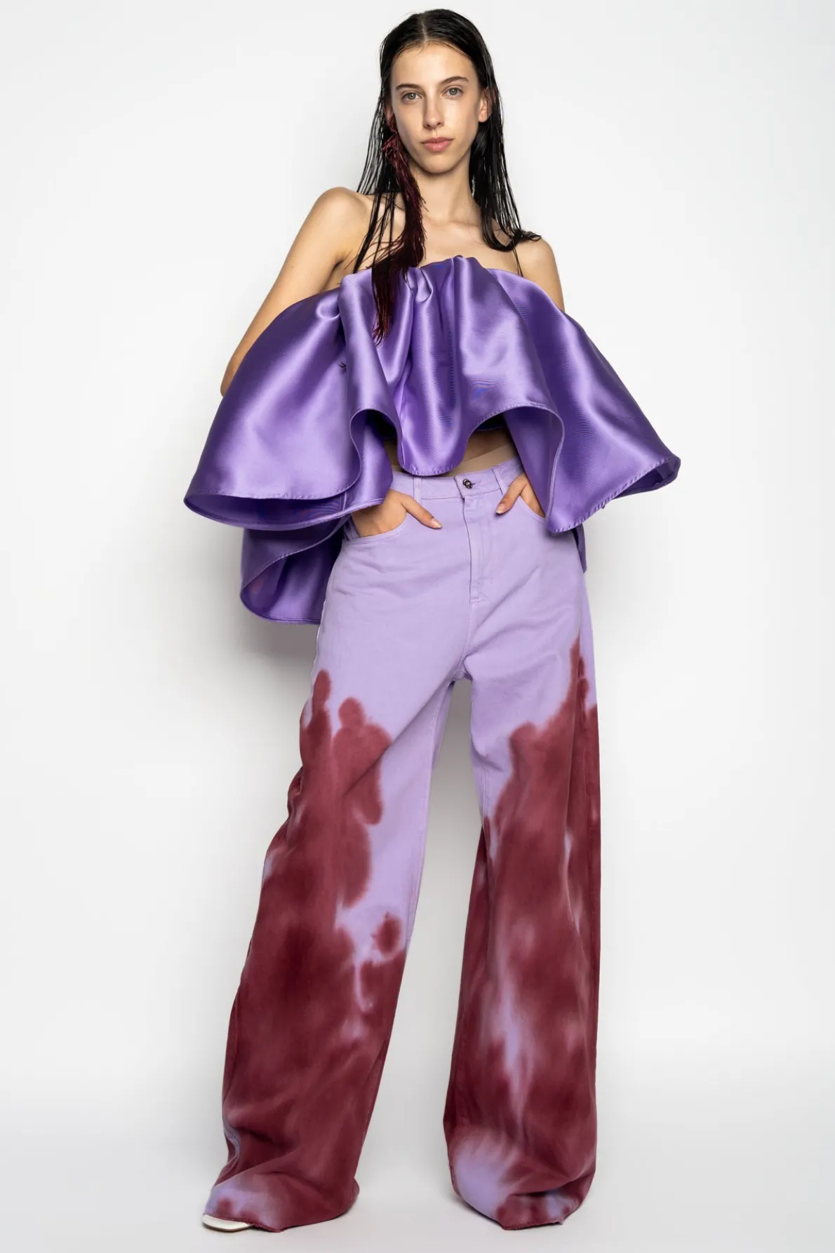 LILAC AND BURGUNDY TIE DYE BOYFRIENDS