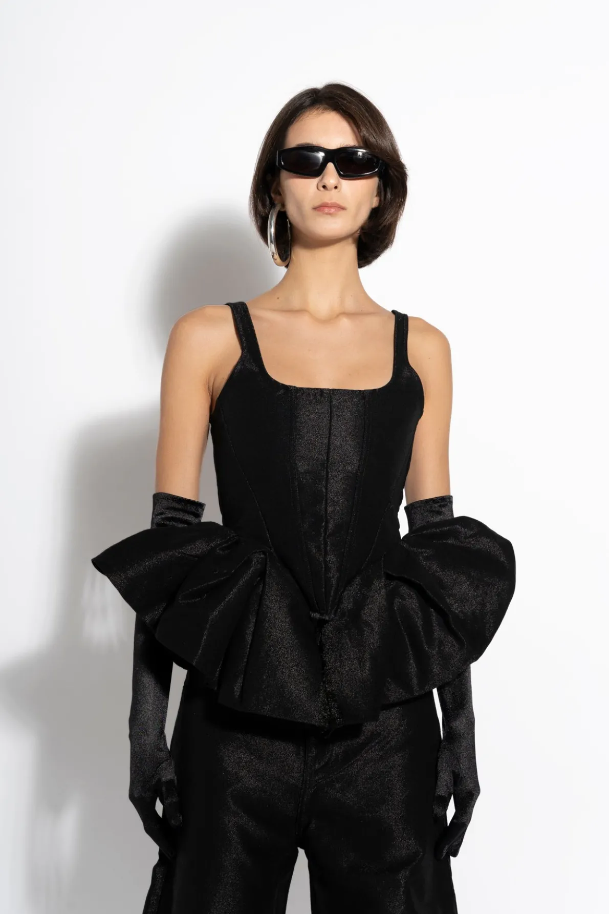 BLACK LUREX FITTED CORSET