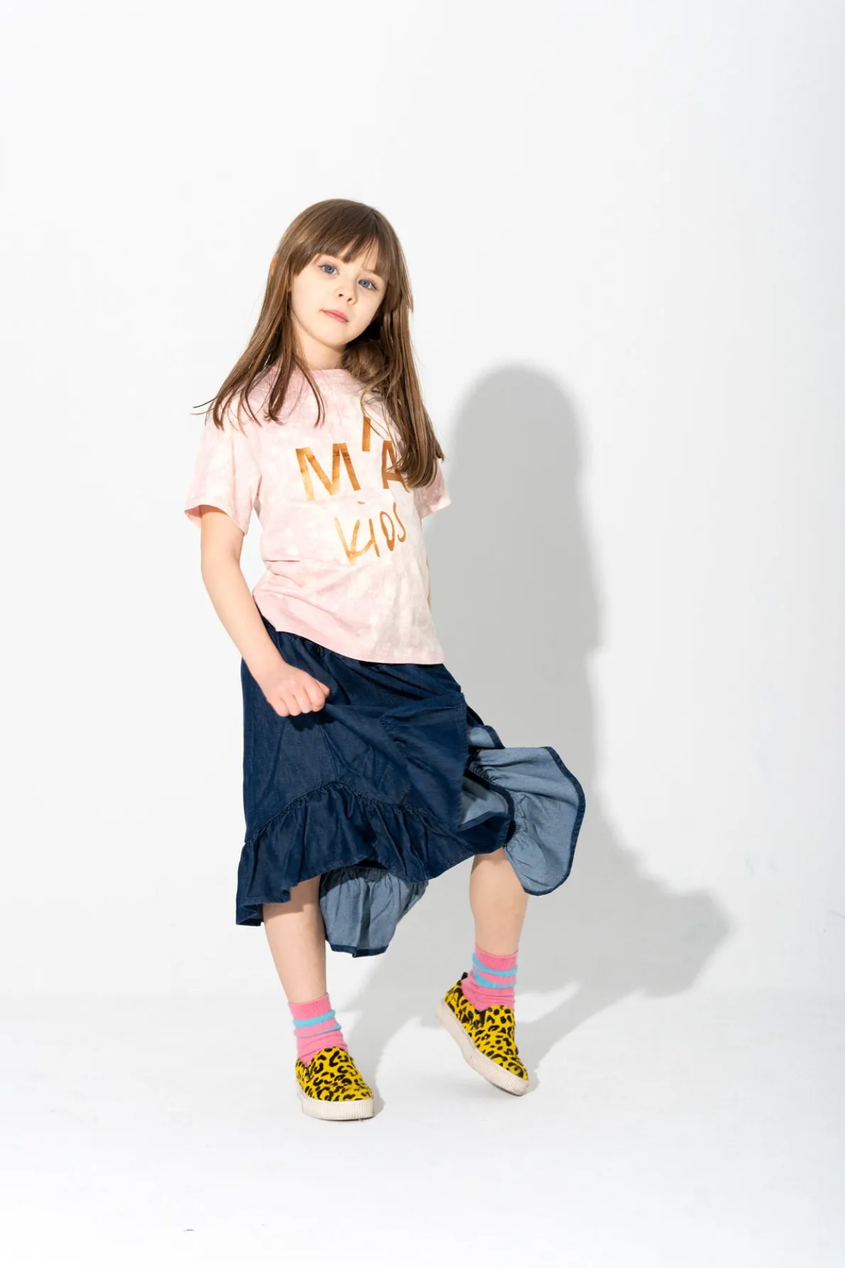 PINK AND BEIGE SPLATTERED LOGO T-SHIRT