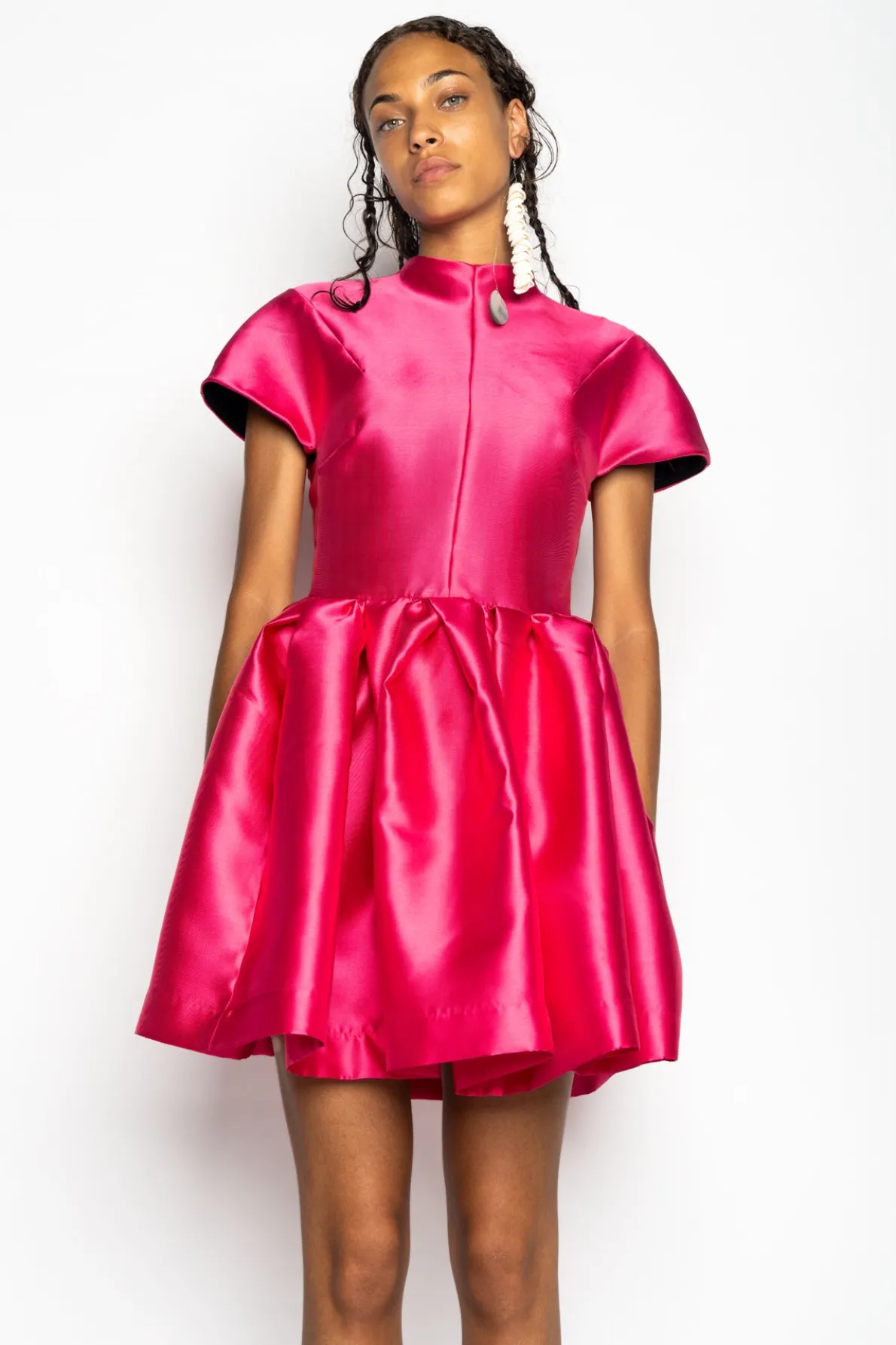 PINK SHORT SLEEVE PUFF SKIRT DRESS