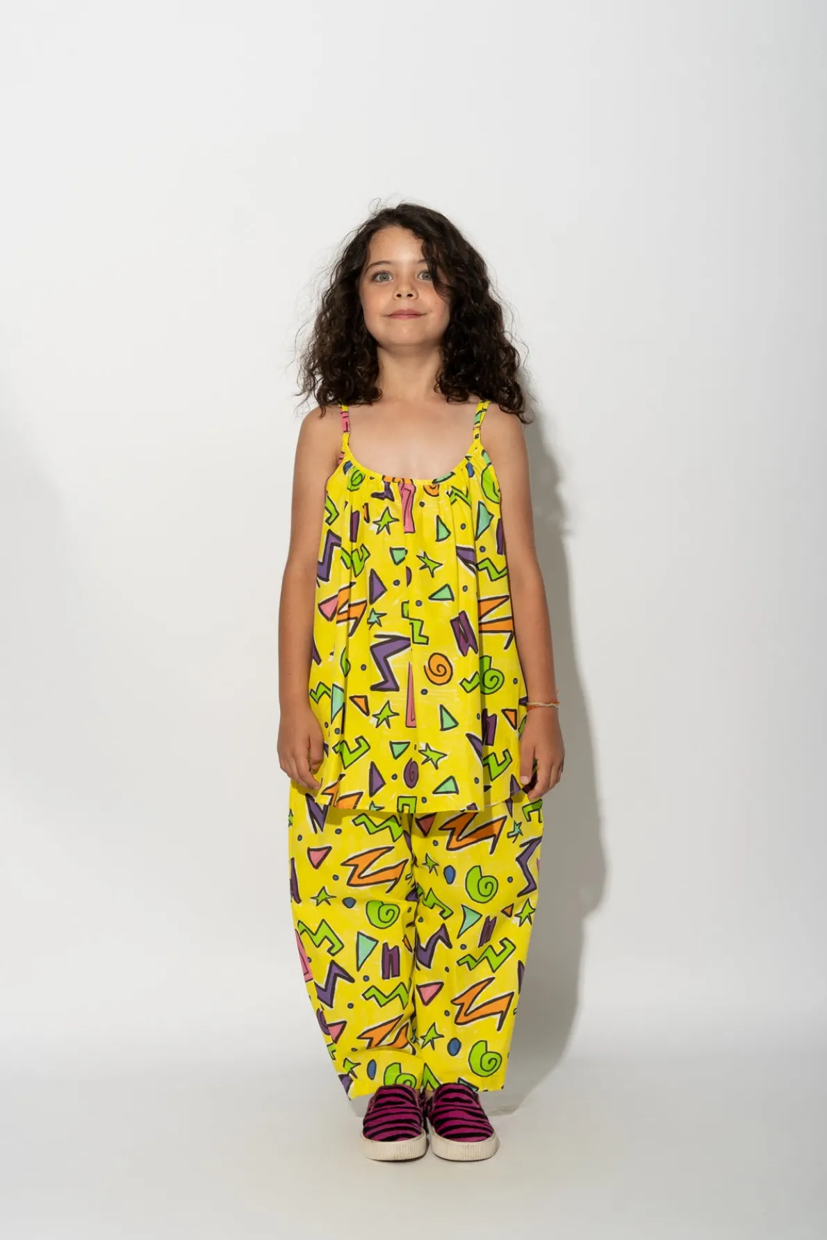 YELLOW SQUIGGLE OVERSIZED SLIP TOP