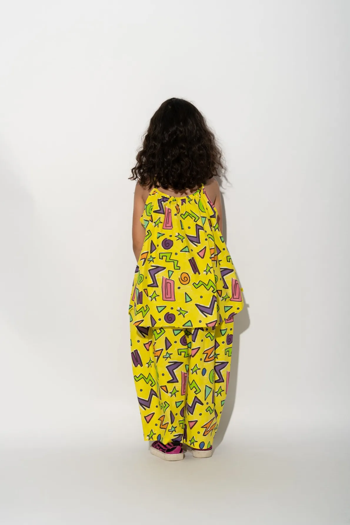 YELLOW SQUIGGLE OVERSIZED SLIP TOP