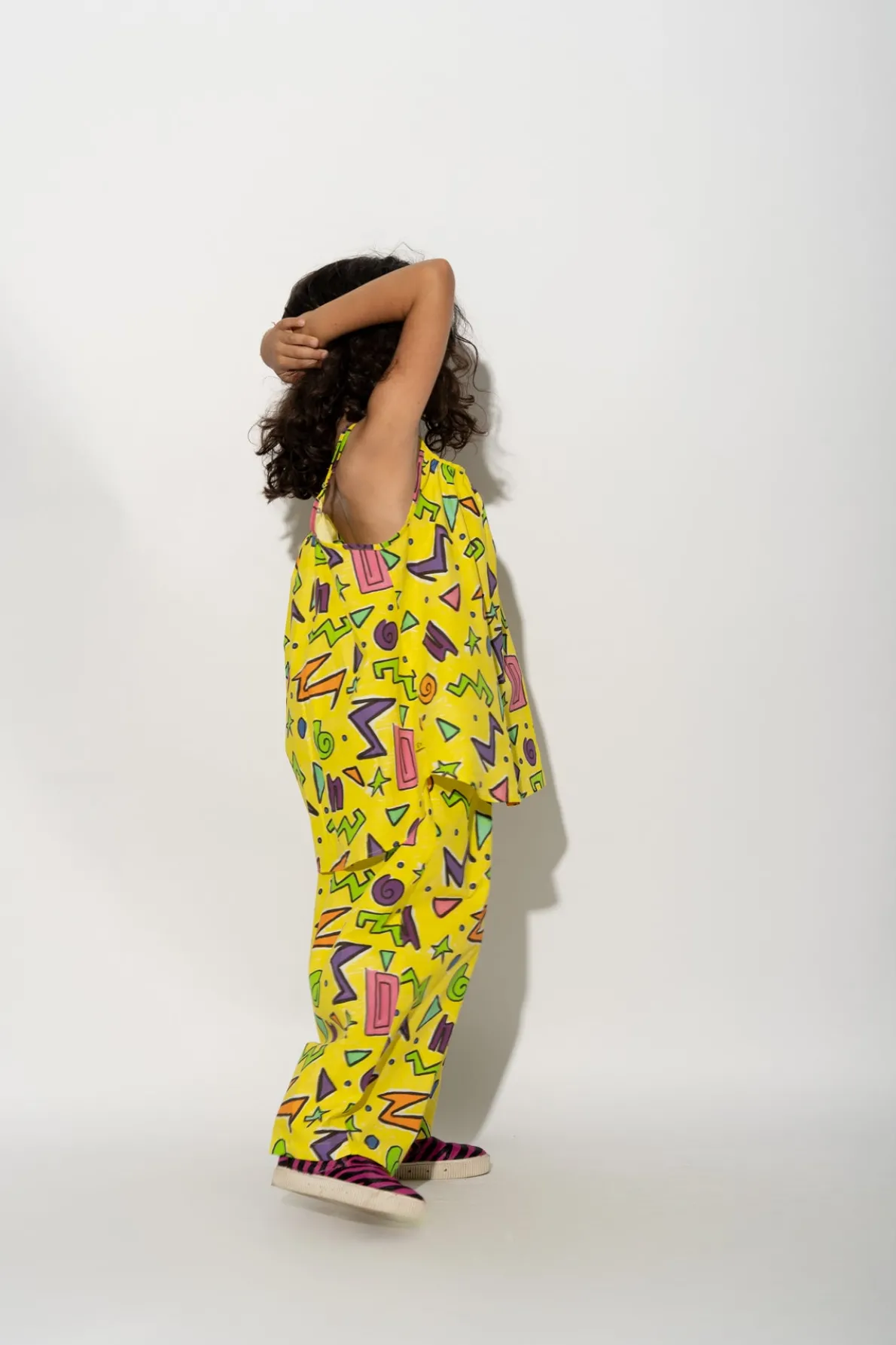 YELLOW SQUIGGLE OVERSIZED SLIP TOP