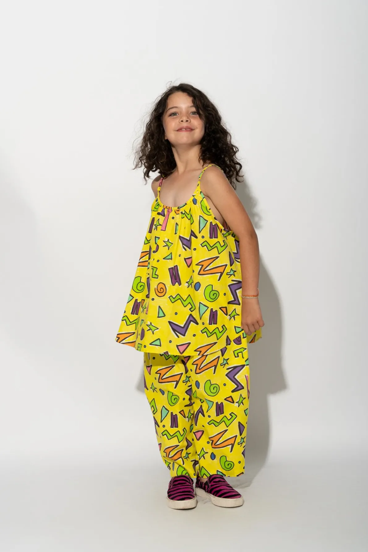 YELLOW SQUIGGLE OVERSIZED SLIP TOP