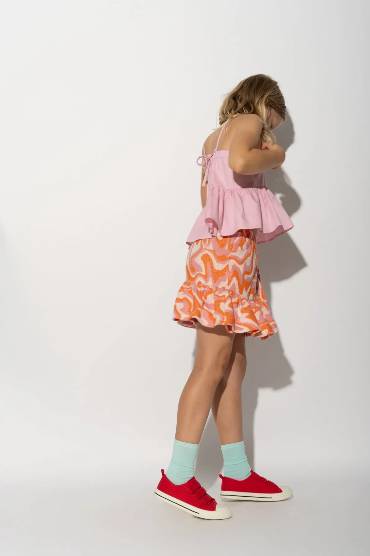 TERRY WAVY PRINT SHORT SKIRT