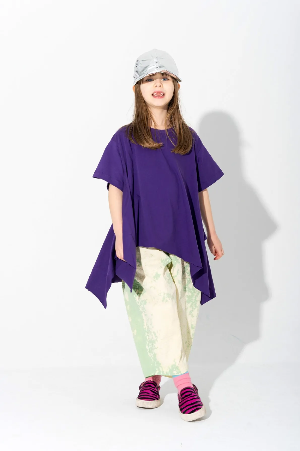 PURPLE T-SHIRT WITH SIDE FLAPS