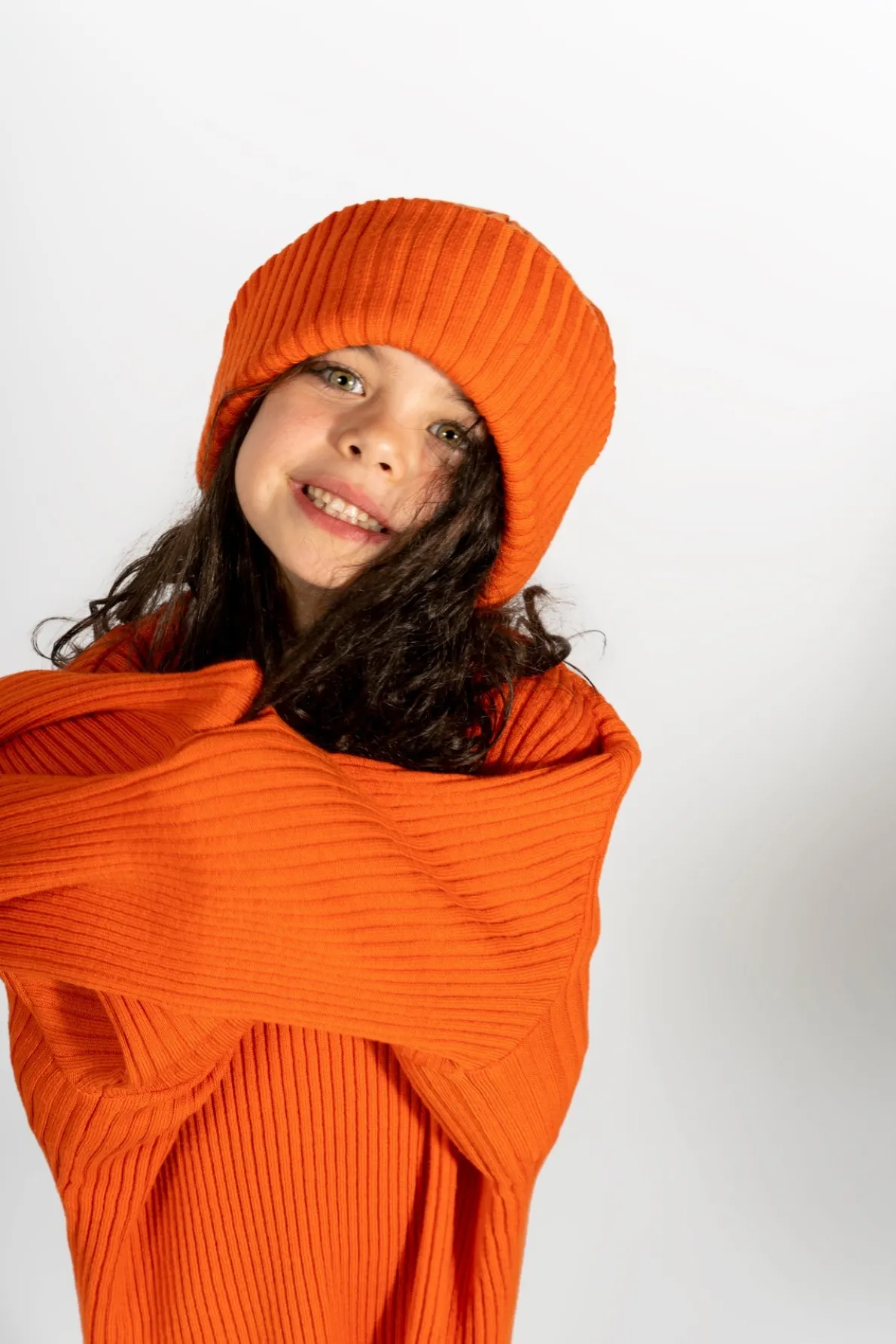 ORANGE MERINO KNIT BEANIE