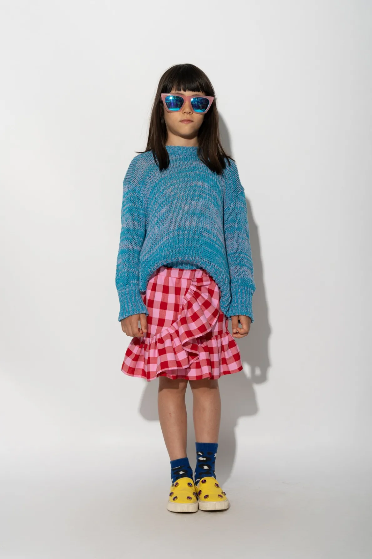 RED AND PINK GINGHAM SHORT SKIRT