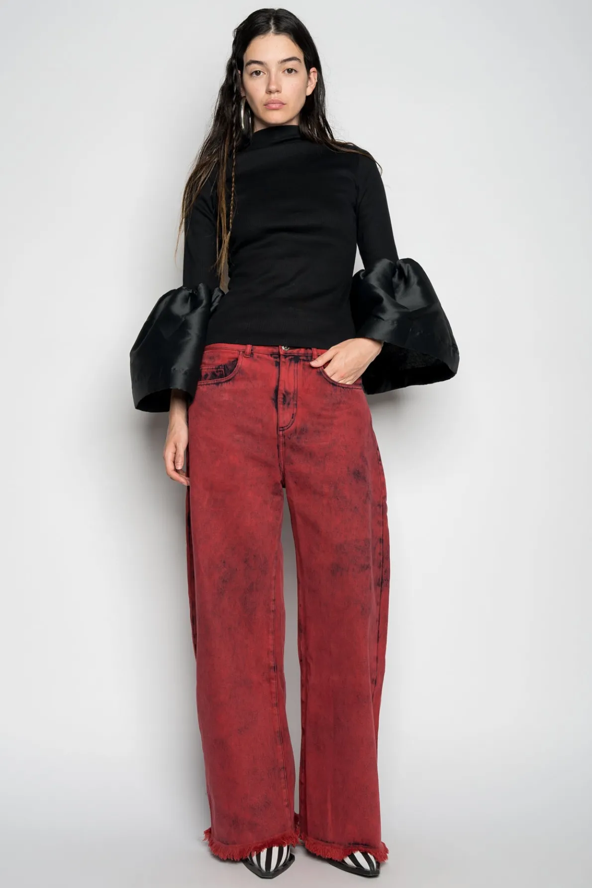 RED BOYFRIEND TROUSERS