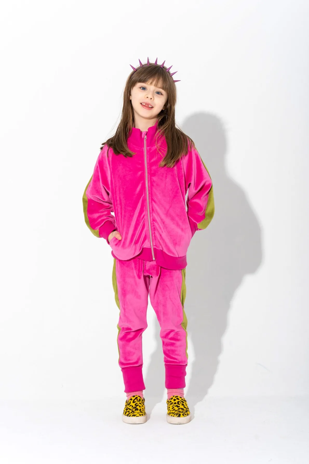 ZIP UP VELOUR JACKET WITH CONTRAST TAPE