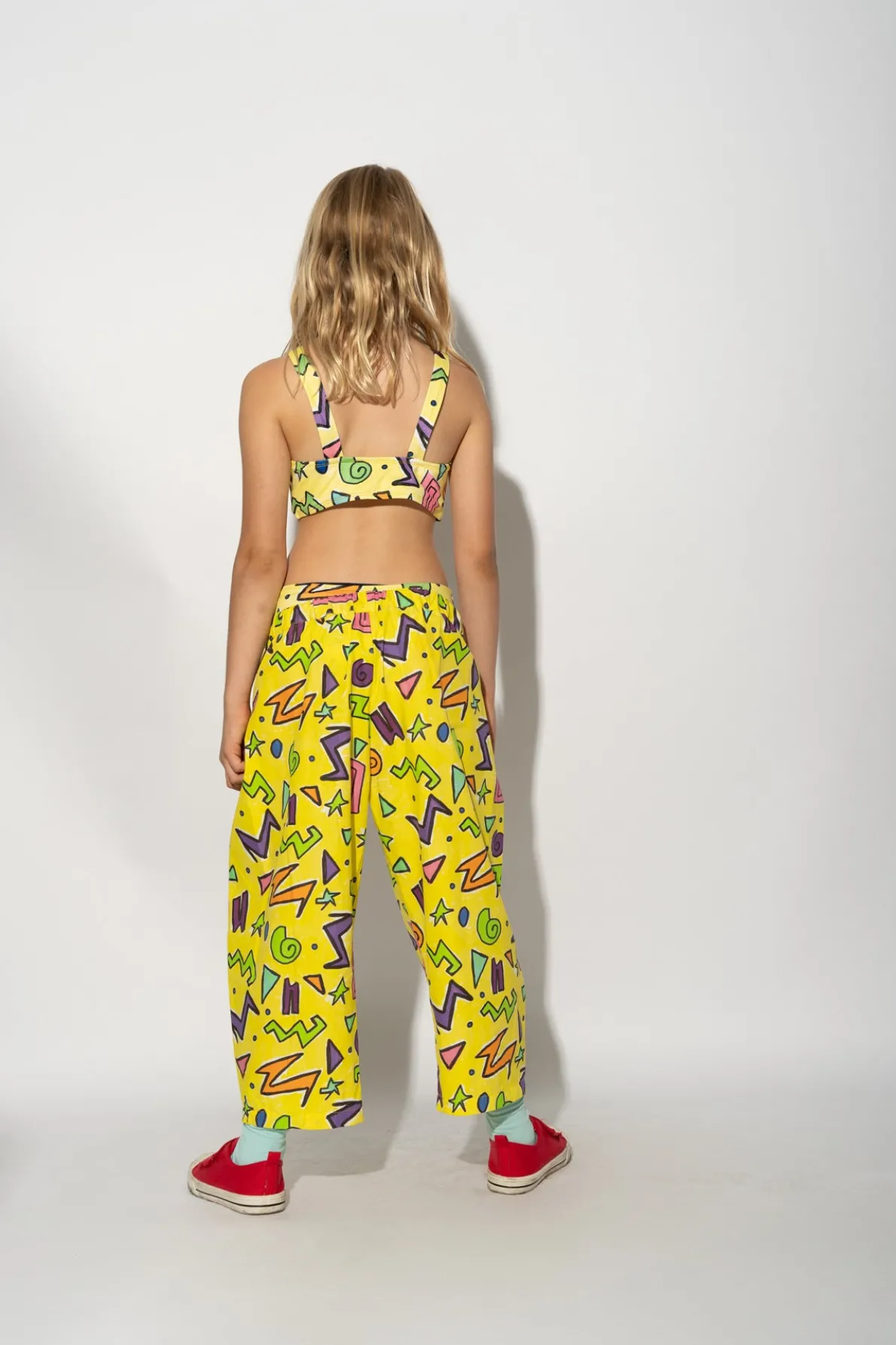 YELLOW SQUIGGLE PRINT BALLOON TROUSERS