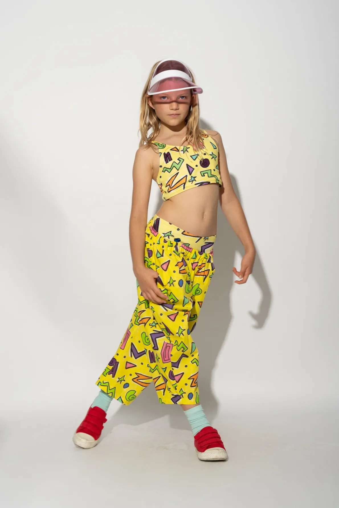 YELLOW SQUIGGLE PRINT BALLOON TROUSERS