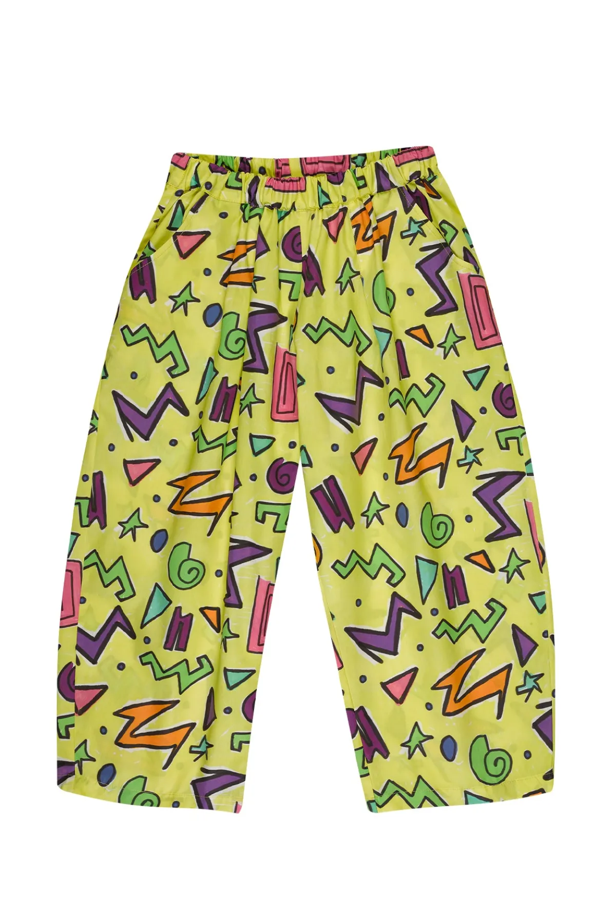 YELLOW SQUIGGLE PRINT BALLOON TROUSERS