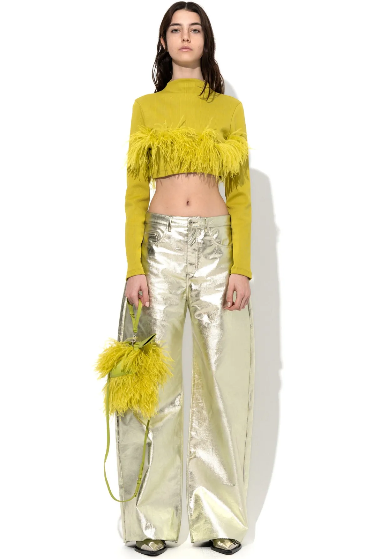 LIME CROPPED FEATHER TOP