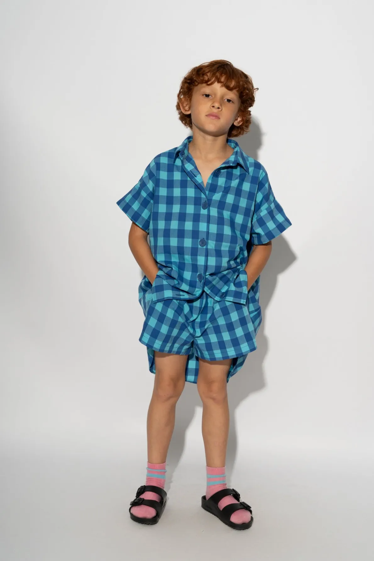 BLUE GINGHAM BOXER SHORTS