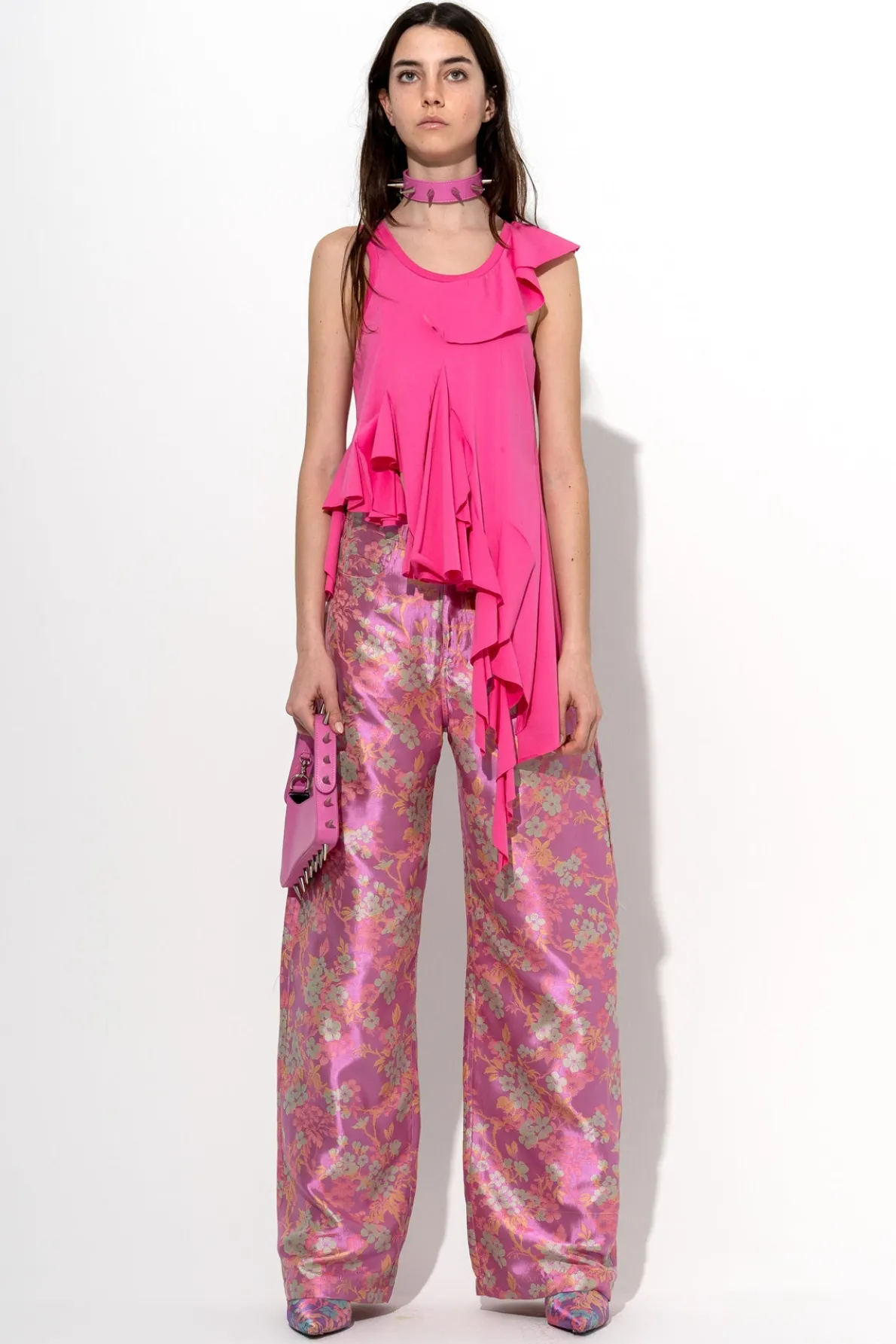 FLOWER BROCADE BOYFRIEND TROUSERS
