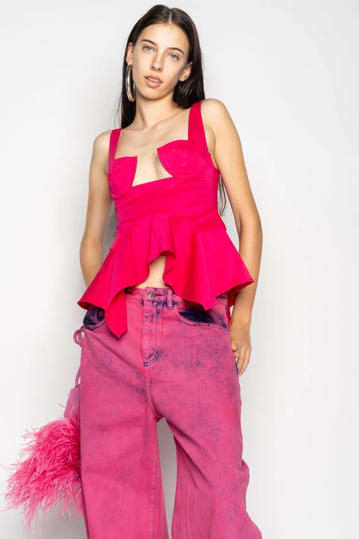 PINK STRAP CORSET WITH WAIST FLOUNCE