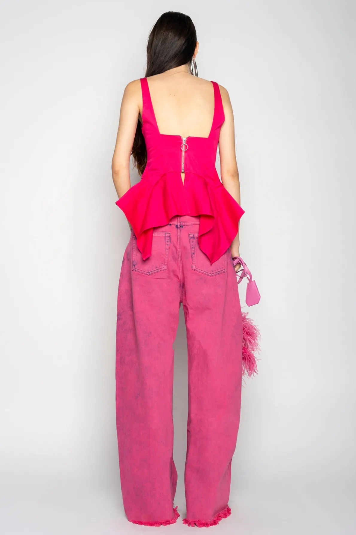 PINK STRAP CORSET WITH WAIST FLOUNCE